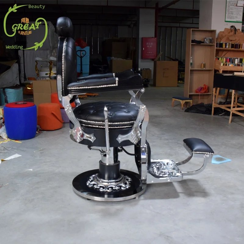 Best Selling Saloon Equipment White Golden Antique Barber Chair Retro Salon Chair And Furniture Luxury