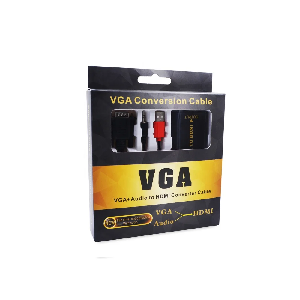  AOEYOO преобразователь VGA-HDMI с аудиокабелем адаптер для монитора и телевизора