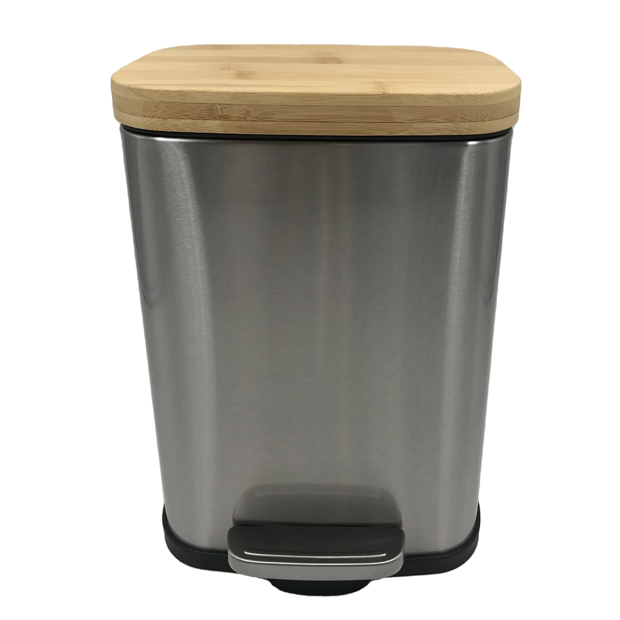 
Bamboo Lid Waste Bins Manufacturers Buy Pedal Bin Stainless Steel 