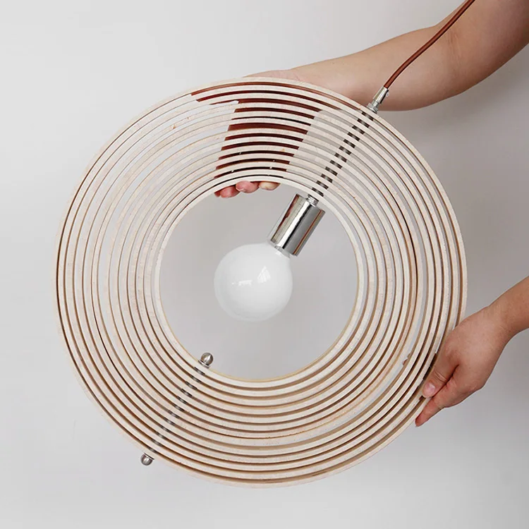 Creative Modern Decoration Round Foldable Wooden Ball Hanging Pendant Lamp For Kitchen