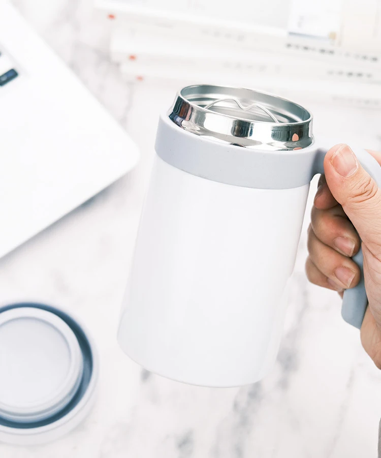 IMOGY 2024 New Arrivals 450ml Double Wall Stainless Steel Collapsible Cup Lids Handle Office Cup Coffee Tea Metal Thermos Logo