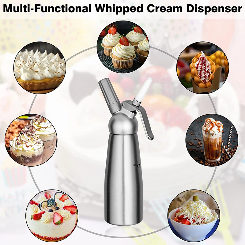Amz Hot Selling Professional 500ml Aluminum Baking Cream Dispenser Whipped Cream Dessert Tools