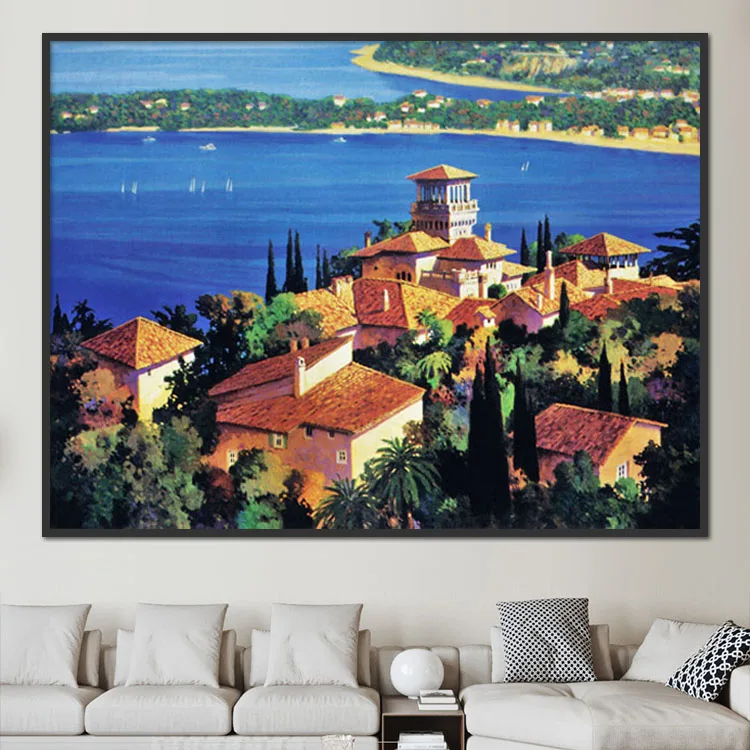 Seascape Canvas Painting Wall Art Blue Sea Beach Seaside Scenery Artwork Cuadros Decorativos For Home Decoration