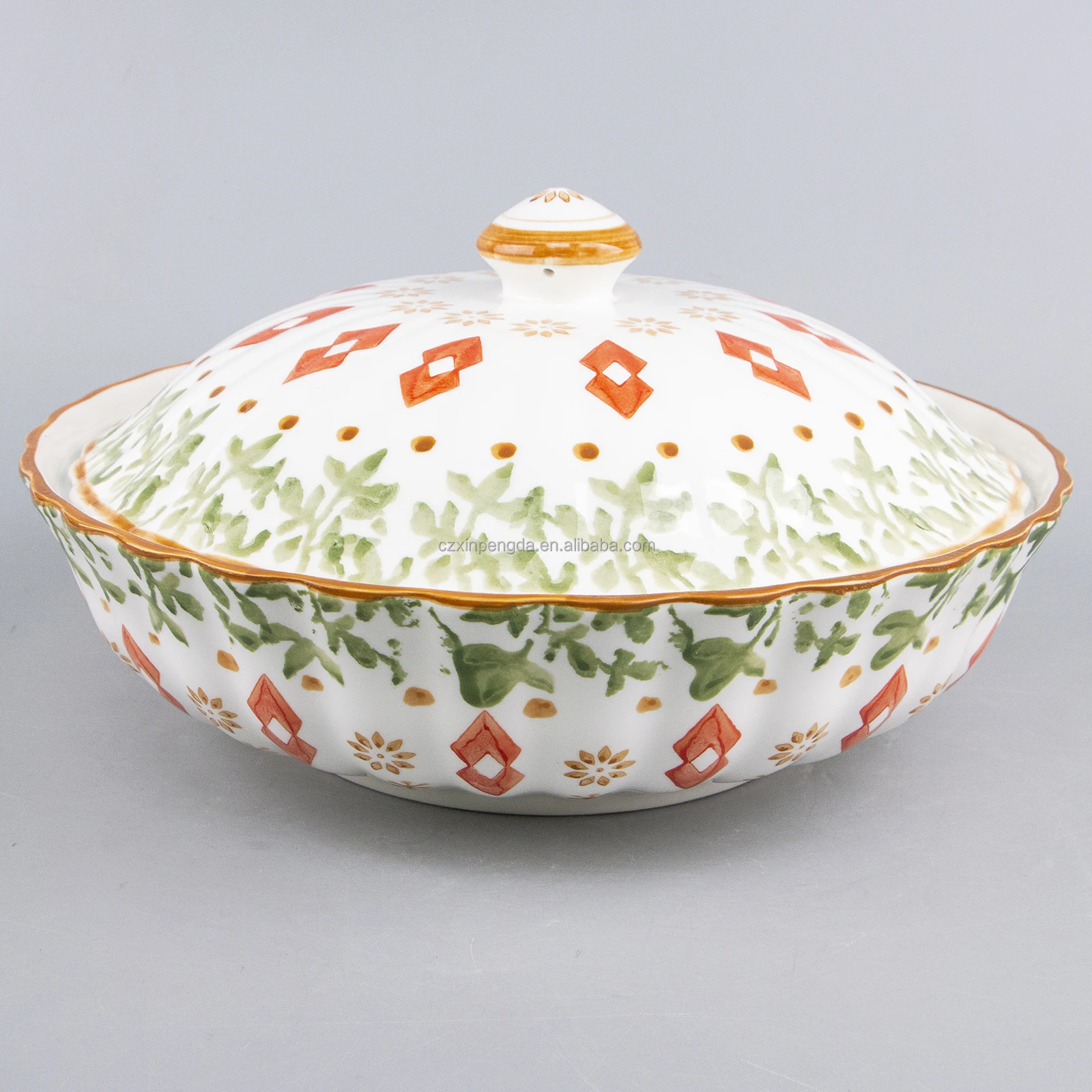 Custom Nordic Luxury Porcelain  Round Pots Modern Kitchen New Bone China Ceramic Soup Pot