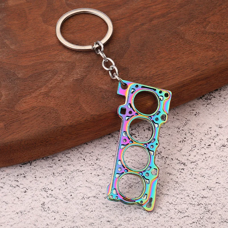 Best selling Keyring 4 Cylinder Engine Cylinder Head Gasket Keychain Creative Auto Engine Gaskets Keychains