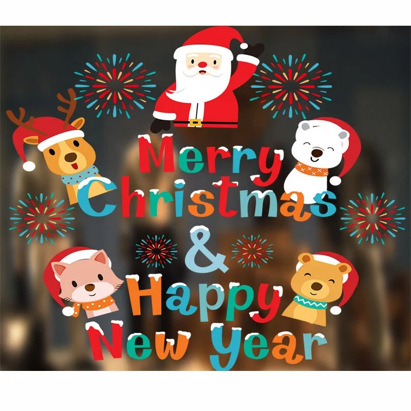 New Trends Merry Christmas Window Sticker Shop Window Christmas Static Cling Sticker christmas sticker for wall