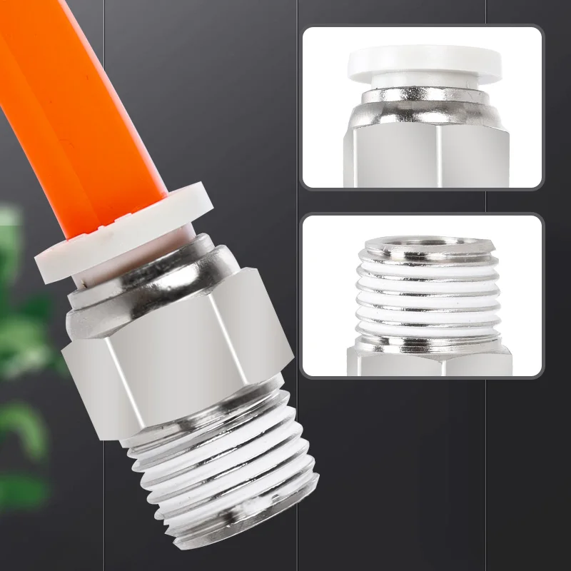 PC Straight Brass Push Fittings Male Thread 8mm BSP 1/4  One Touch Tube pneumatic connector
