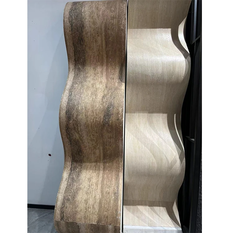MCM Wholesale Price Linear Travertine Veneer Sheet Stone Panel For Interior Exterior Wall Cladding