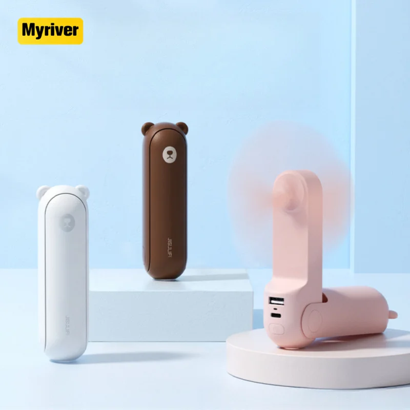 Myriver Usb Mini Portable Fan 2 Mode Adjustable Hand Held Cooling Fan For Outdoor Travel Office Summer Cool Gadget