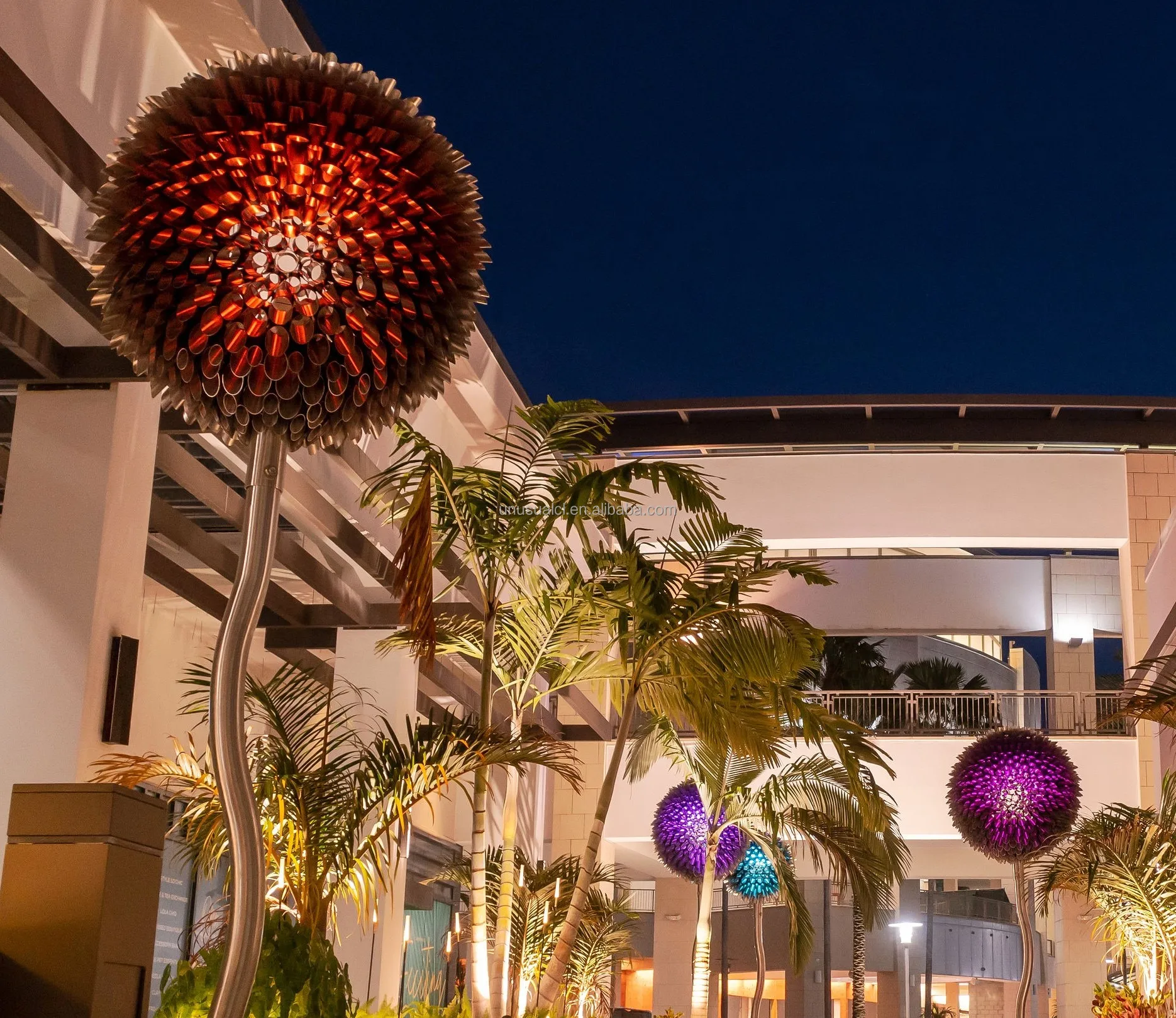 Outdoor Colorful ball Design Waterproof 3d Moon and Stars Ramadan Led Motif Decoration Light new year festival road street lamp