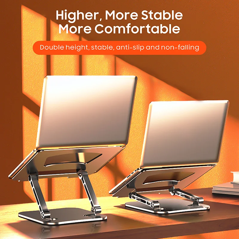 New Portable Carbon Steel Notebook Support Holder Bracket Foldable Folding Rotating Base Laptop Adjustable Stand