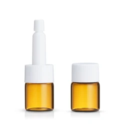 Custom size 5ml amber glass cosmetic facial serum bottle vials with screw drip cap