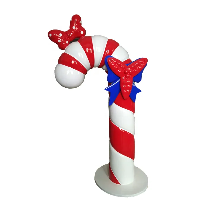 most popular colorful outdoor fiberglass crutch christmas candy cane decoration