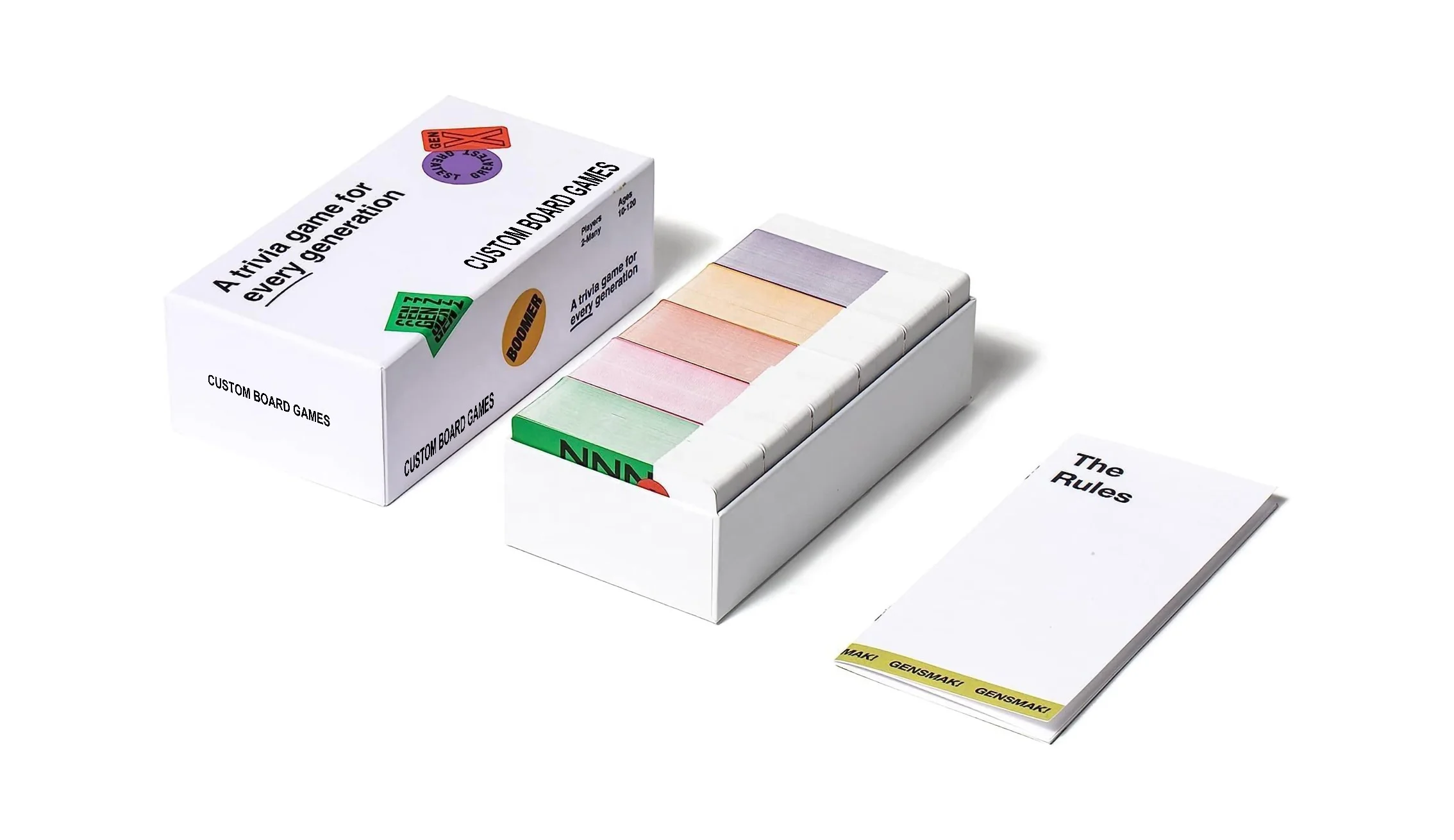 A Trivia Game for the Generations Gen Z Millennial Gen X Boomer Family Games Card Games for Adults & Kids
