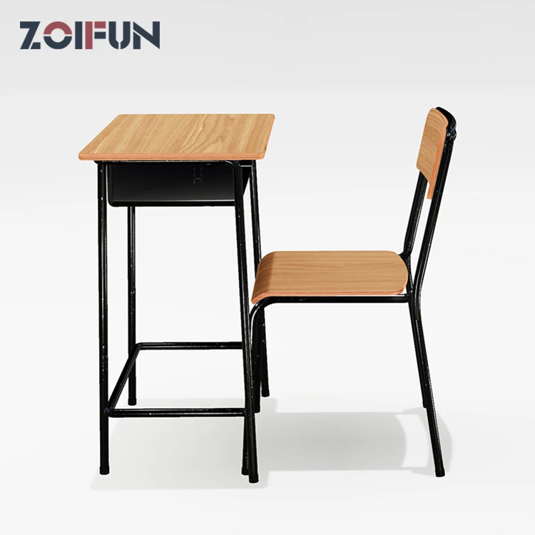 Single Primary School Furniture Student Desk And Chair Classroom Metal School Desk And Chair Set
