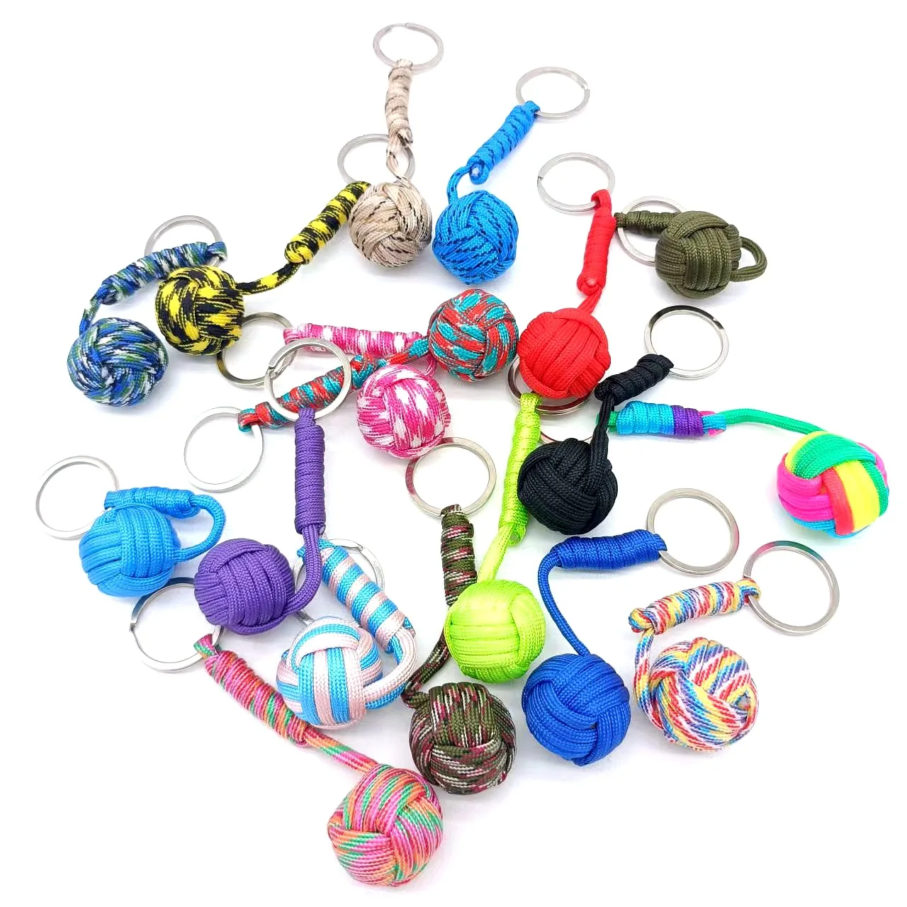 K009 Woven Rope Ball Keychain Lanyard Key Ring Key Chains Outdoors Survival Tool Jewelry