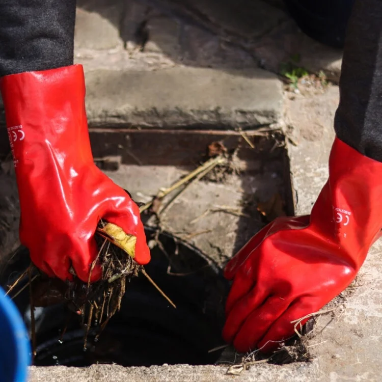 ПВХ полностью покрытые перчатки химически стойкие маслостойкие водонепроницаемые кислоты и щелочи