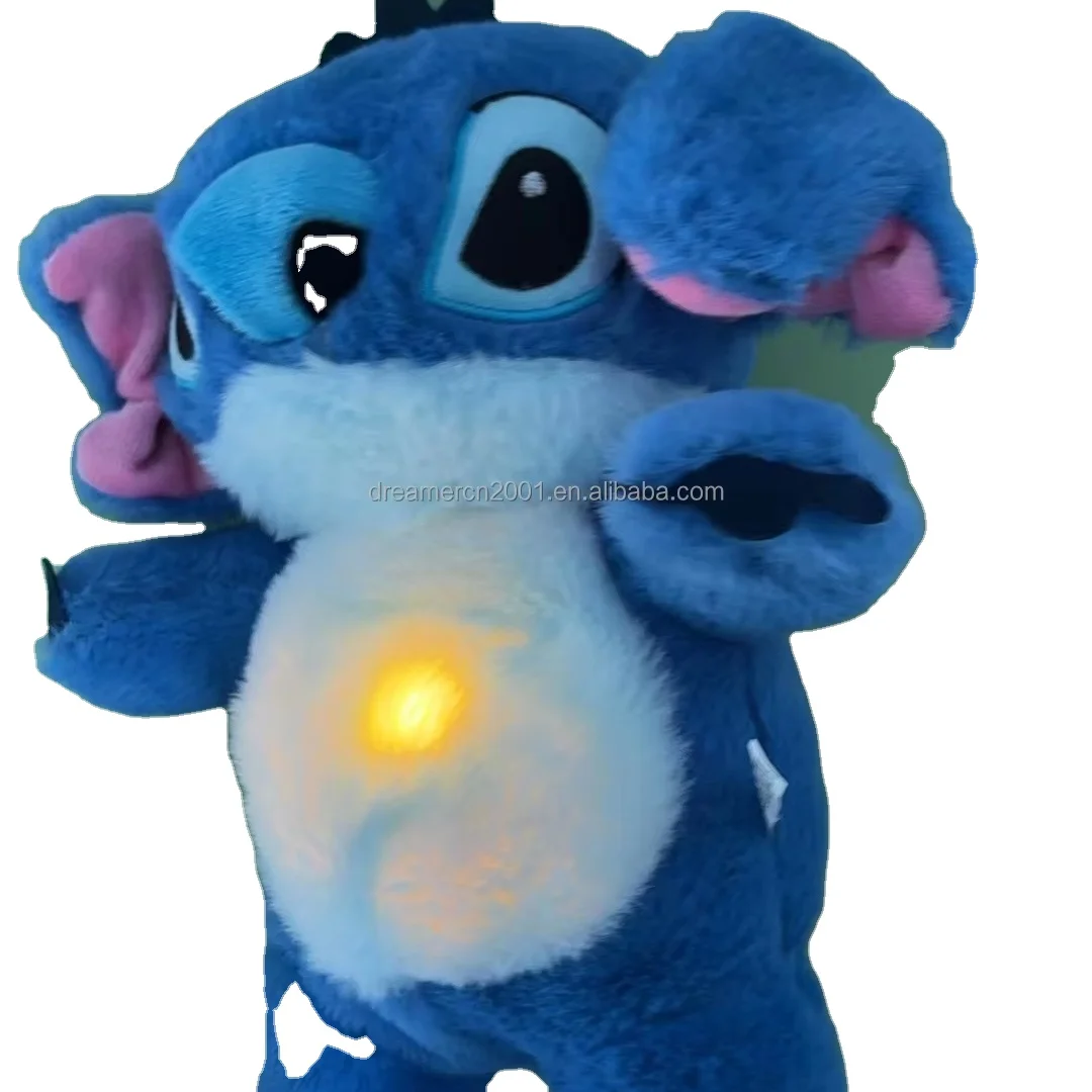 Baby Breathing koala Stitch Bear Baby Soothing Otter Plush Doll Toy Baby Kids Soothing Music Sleeping Companion Sound and Light