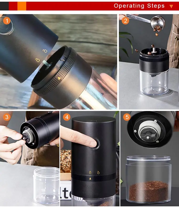 Small mini home kitchen spices coffee beans grinding mill USB rechargeable portable electric coffee grinder