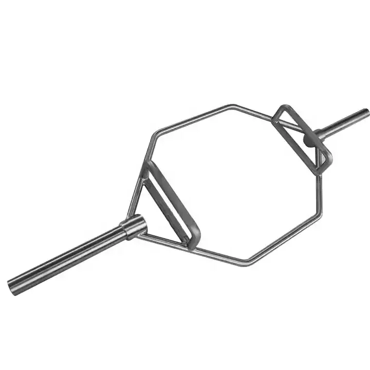 High quality safety  Hex Trap Bar Raised Handles Weight Lifting Training Fitness Chrome powder coating Hex Barbell Bar