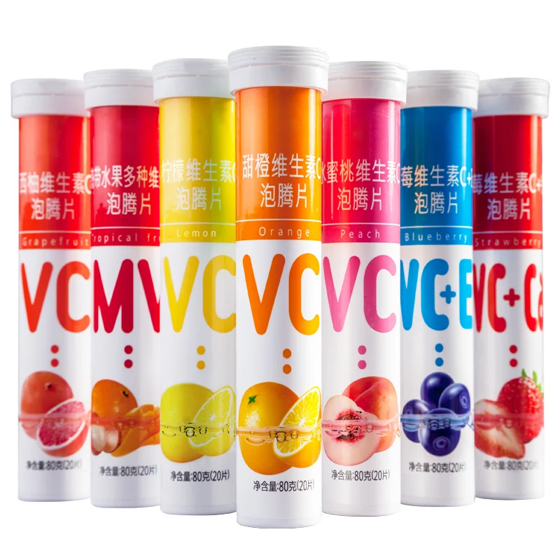 vitamin c effervescent 1000mg tablets with 20pcs plastic tube