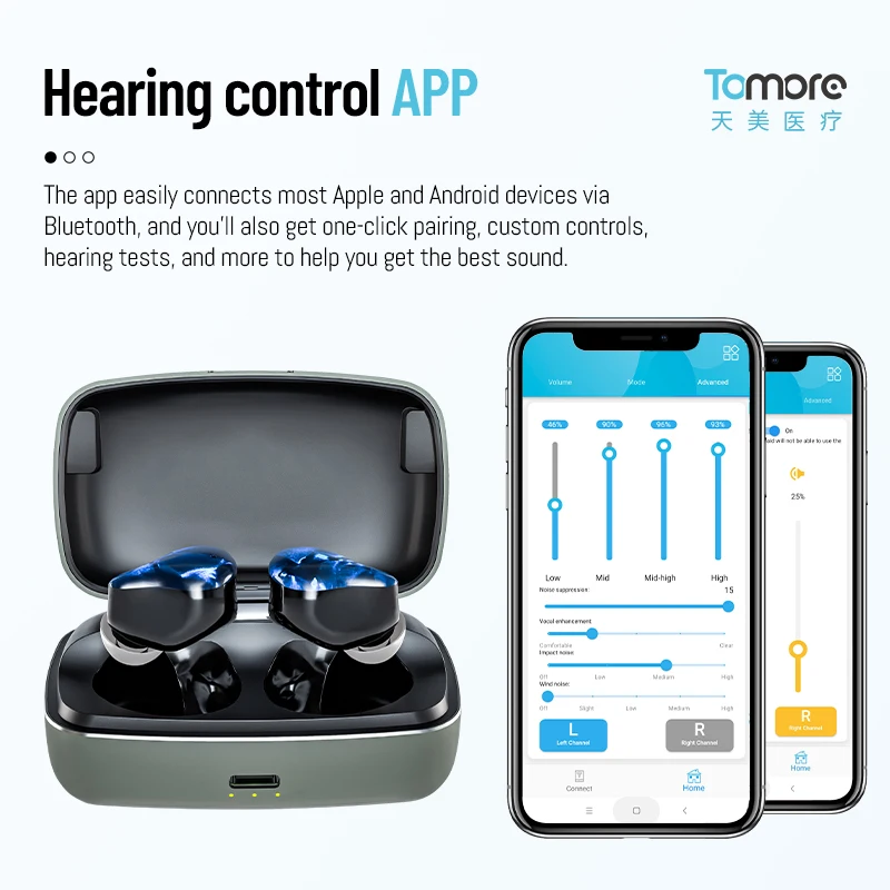 2024 OTC Mini Digital Hearing Aids Bluetooth Mode and 16 Channels for Deafness