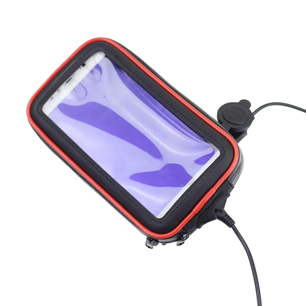 Size XL Waterproof motorcycle Mobile Phone Cellphone GPS Handlebar Mount Holders with USB Charger