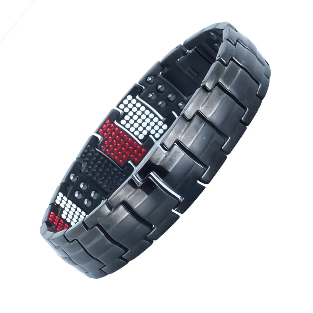 Titanium steel magnetic lymph detox bracelet germanium negative ion magnetic bracelet weight loss bracelet men