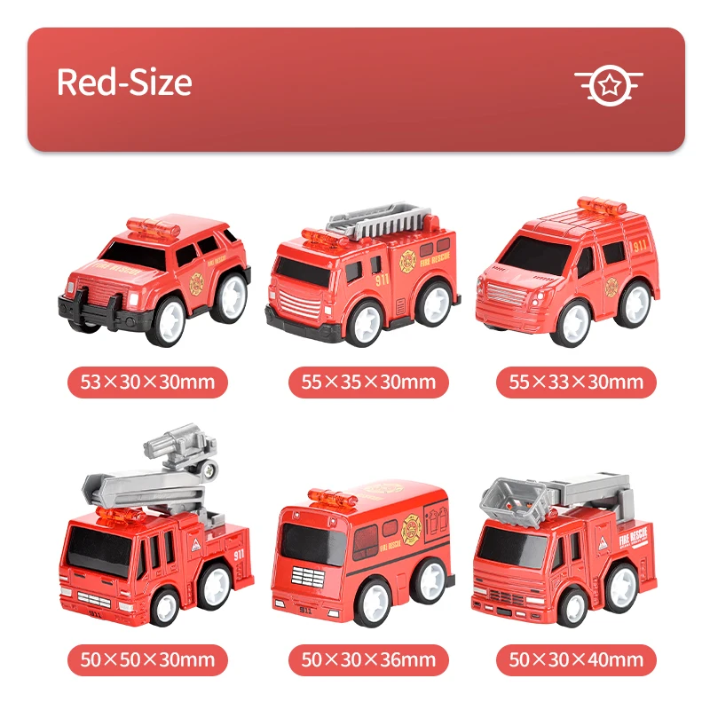 KYK Car 24 PCS AllOY Body DISPLAY gift box mini Q version Pull-Back Die cast fire truck model