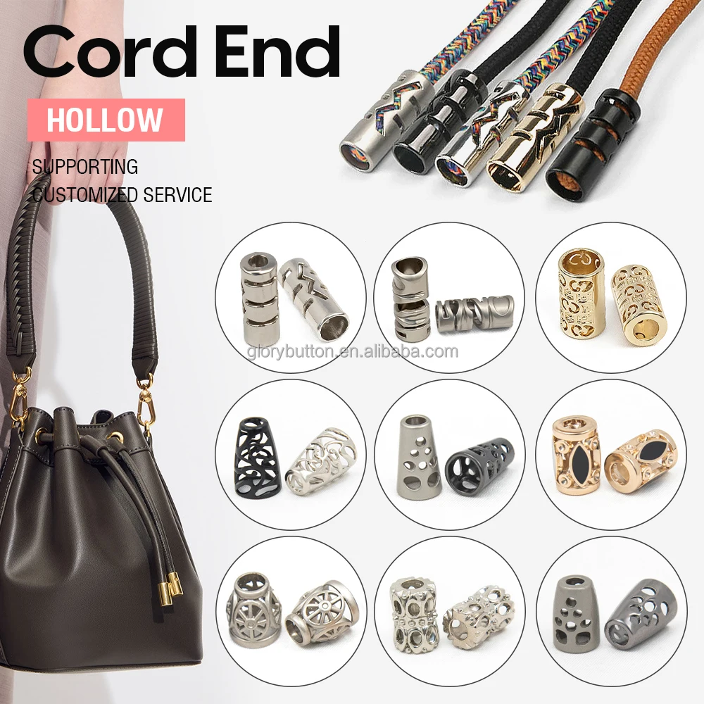 Garment gold black string swimwear drawstring bikini rope end stop metal cap cord end stopper metal ends for cord