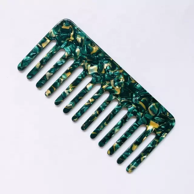 Detangle Acetic Acid Hair Comb Portable Leopard Marble Cushion Custom Wide Tooth Comb