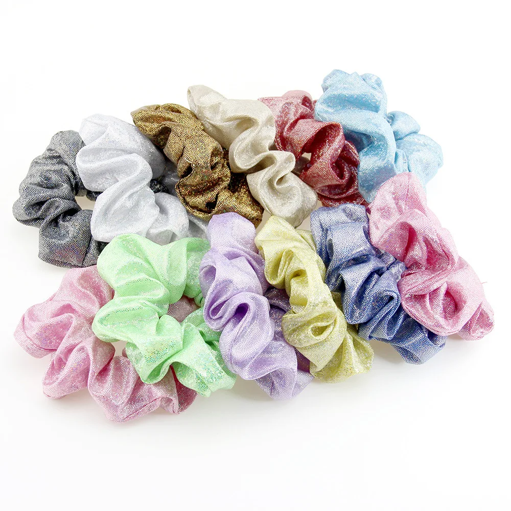 Gold 12 Colors Shiny Metallic Luxury Large Oversized Hair Accessories Tie Elastic Hair Bands Glitter Hair Scrunchies