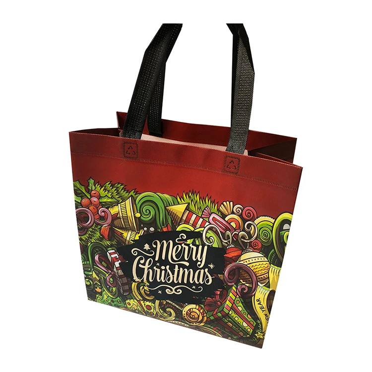 Vietnam factory 80gsm nonwoven christmas gift packaging bag/Laminated printing PP non woven Christmas Halloween party tote bag