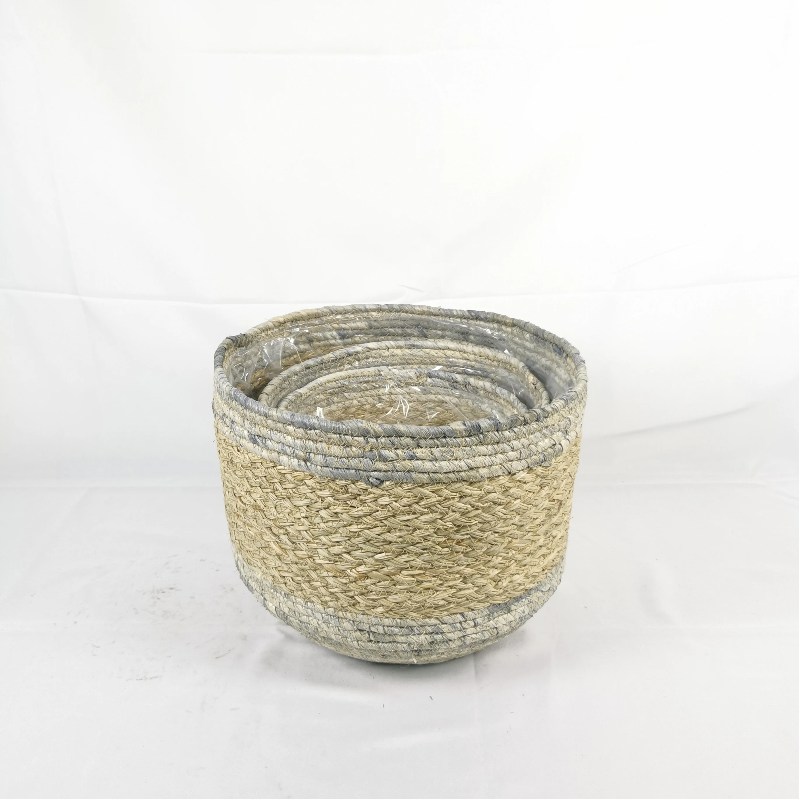 Natural corn rope eco-friendly woven flower pot for indoor or dry outdoor
