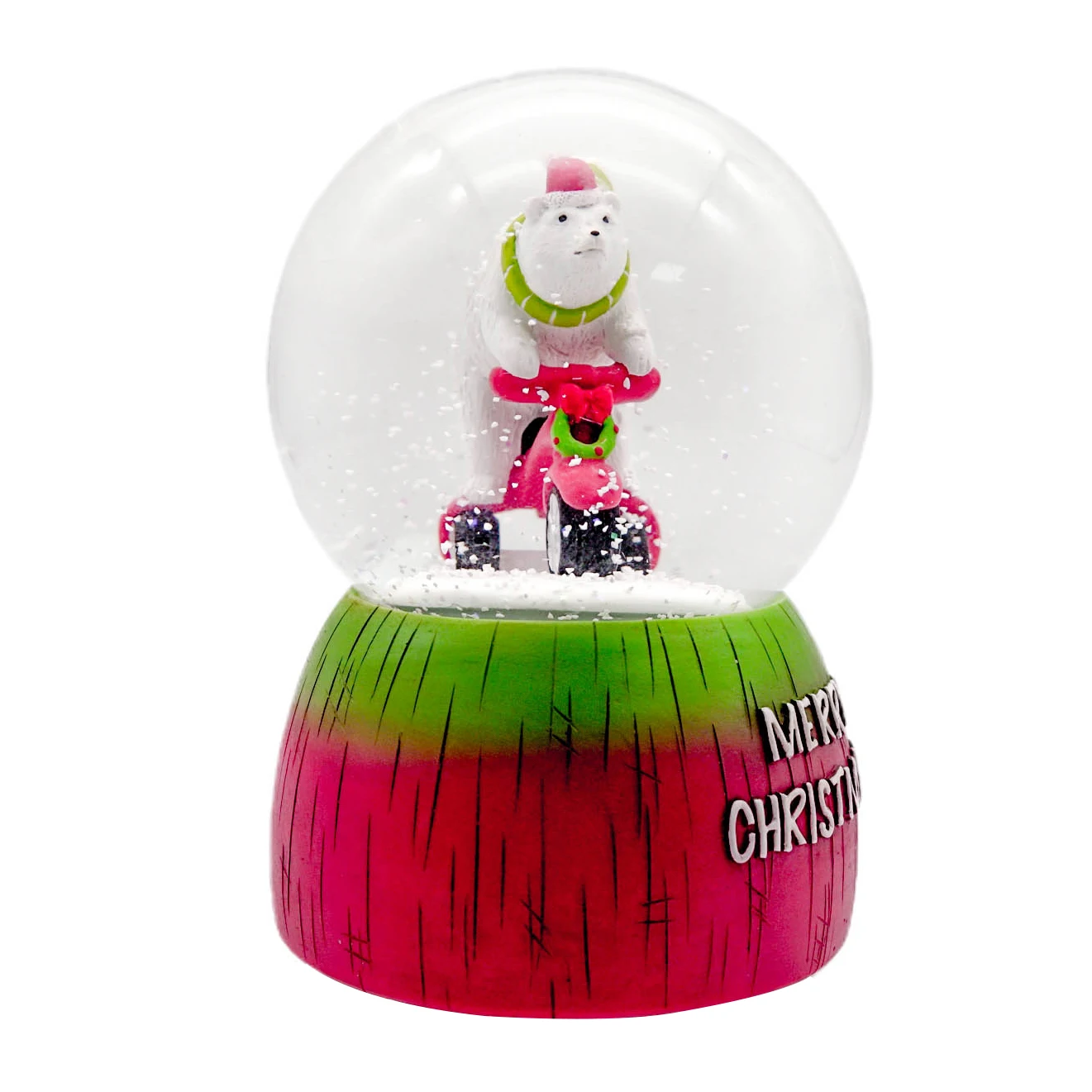 FREE SAMPLE Polar bear music crystal ball decoration resin glass polar bear riding tricycle
