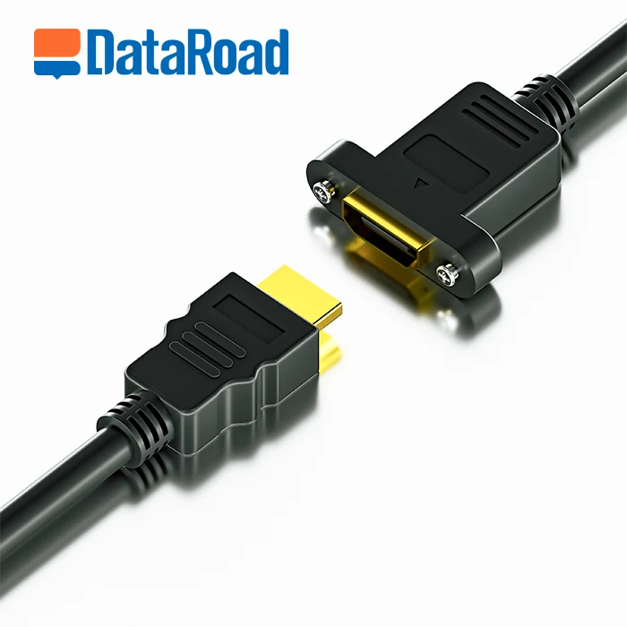 Hdmi 4k Male To Hdmi Female Screw Wall Mount Panel Mount 2.0 Extension Cable Female Socket Metal Exposed