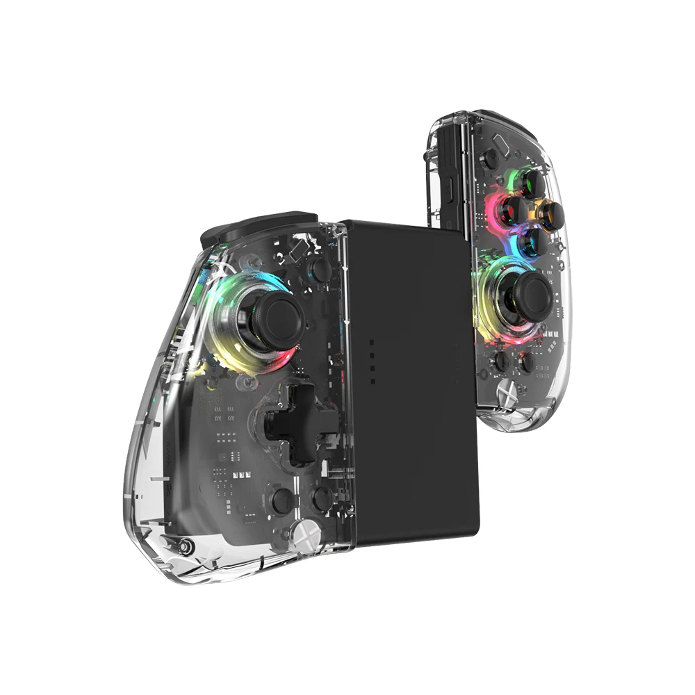 Transparent Switch pro controller  Left and Right Joypad with RGB light  Programmable Function Turbo Wireless Joypad
