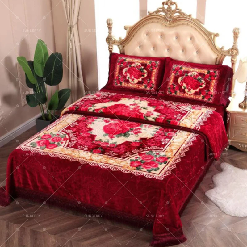 Хит продаж Утепленное зимнее покрывало в американском стиле 3 шт. комплект покрывала для кровати с тиснением цветов и 3D принтом