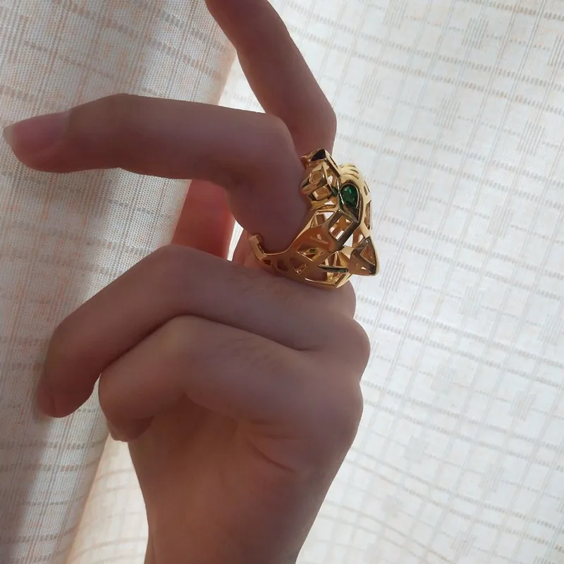MA YIN FANG anillo leopardo plata 925 chapado anillo de plata de ley women 18k rose yellow gold plated 925 silver leopard ring