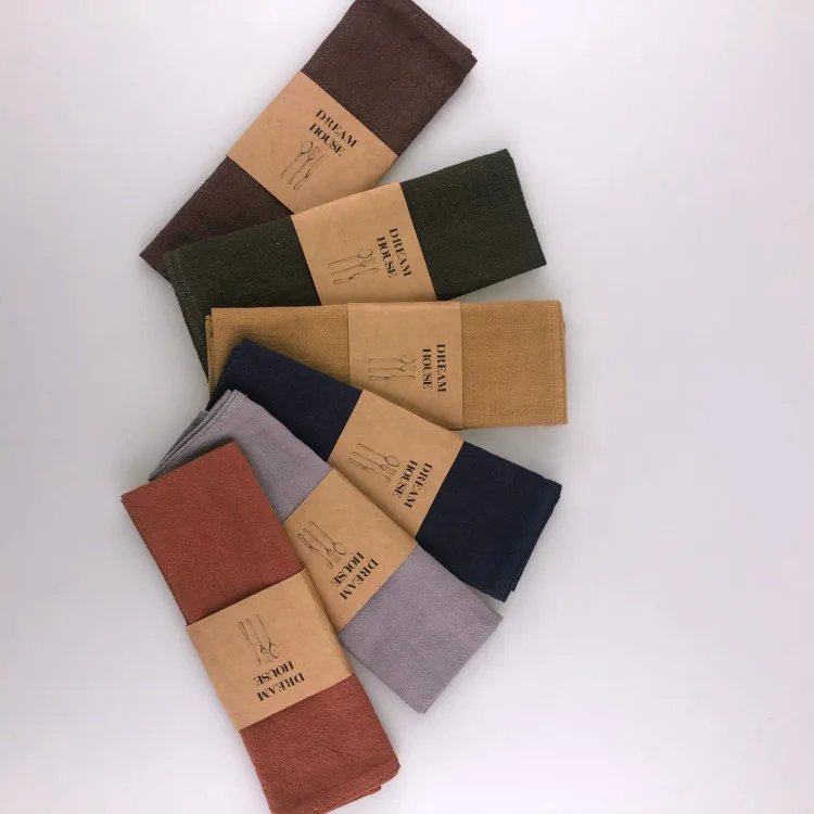 Plain linen tea towels Yarn-dyed Solid colorful Tea Towel Kitchen Cleaning Cloth Dish Towel