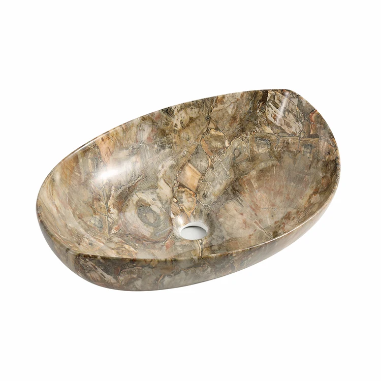 HEGII china wholesale sanitary ware counter top ceramic restaurant bathroom sink brown marble color hand wash art basin