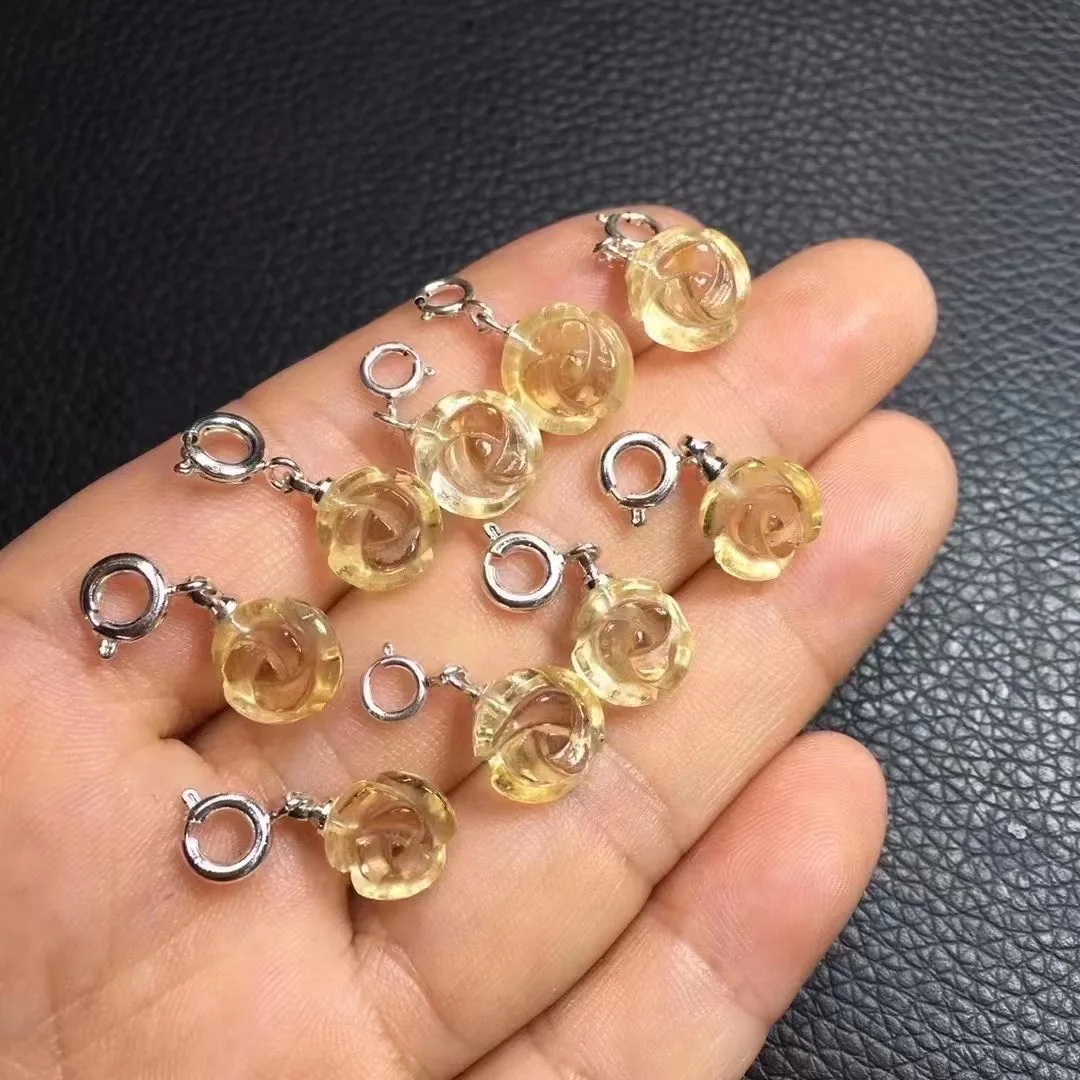 Natural mini rose quartz Labradorite Flower pendant amethyst citrine Flower 925 Sterling Silver pendants