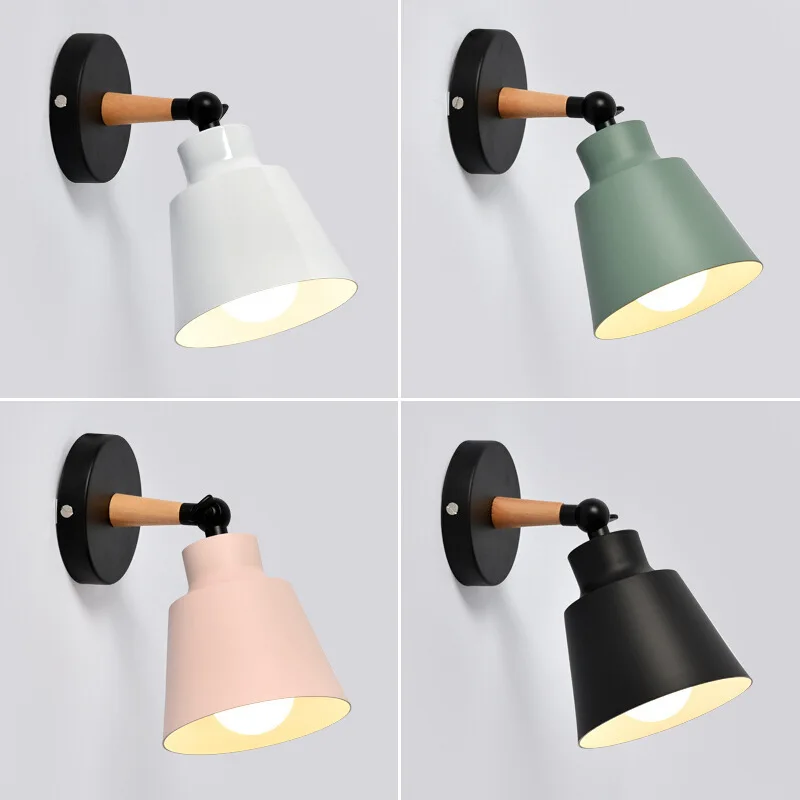 Hot LED Wall Lamp Modern Wooden Bedroom Bracket Light Household Living Room Bathroom Nordic Style Indoor