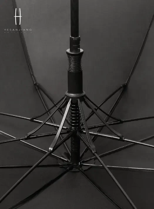 Large black UV protection golf umbrella custom logo auto open windproof straight handle golf umbrella