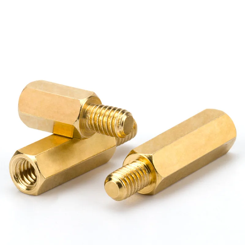 OEM ODM OBM Turned Parts Brass Hex Screws stud Made by CNC Lathe Machining
