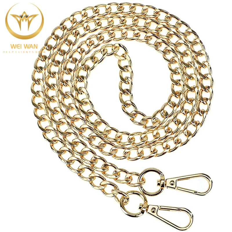 Hot Sale Ladies 47 Inch DIY Metal Iron Flat Buckle Bag Accessories Wallet Handbag Chain metal design chain custom accessory