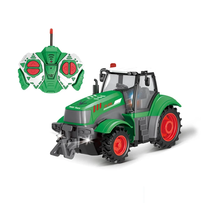 Funny 4 channel remote control simulation 1:24 farm tractor truck toys with lights kids rc farmer car toy