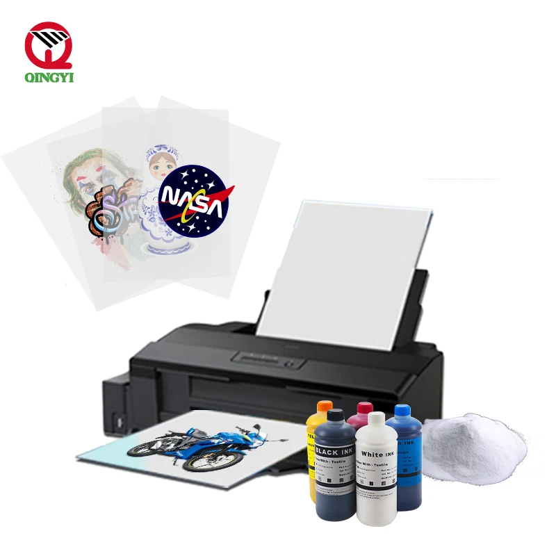 
Qingyi A3 heat transfer PET film T shirt dtf printer 30cm with shake powder machine DTF printer for epson l1800 