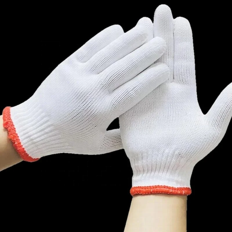 Оптовая продажа, утолщенные белые нейлоновые рабочие перчатки для износостойкой пряжи, устойчивые к высоким температурам, Нескользящие нейлоновые перчатки