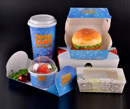 Custom Disposable Food Grade Cardboard hamburger Packaging Paper Burger Box